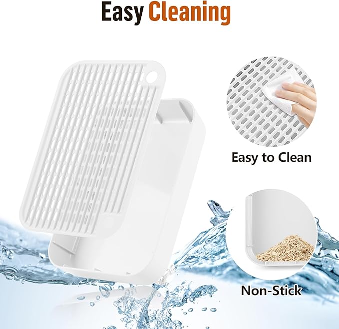 Cat Litter Box Ramp Mat with Filter Function, Cat Step Pedal Stool for Self-Cleaning Litter Box, Easy to Clean, Ideal for Kitten &amp; Elderly Cats (White)