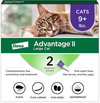 Advantage II Large Cat Vet-Recommended Flea Treatment &amp; Prevention | Cats Over 9 lbs. | 2-Month Supply