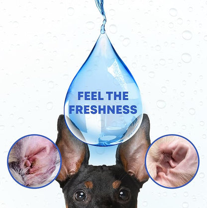 Ear Cleaner Drops &amp; Wash Solution for Cats and Dogs – Gentle Ear Hygiene, Wax Removal &amp; Odor Control for Pets