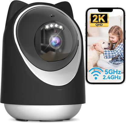 Security Camera Indoor,Wi-Fi &amp;Two-Way Audio,Indoor Camera for Home,Baby/Dog/Cat/Pet Camera with Phone App,Night Vision,Motion Tracking, Compatible with Alexa (Black)