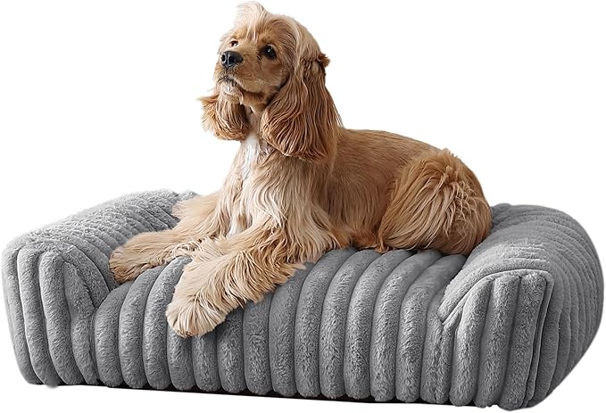 Arlee Saddle Sofa Memory Foam Pet Bed, Comfortable &amp; Washable, Ideal for Dogs and Puppies, Extra Comfort, Couch Design, Crate &amp; Kennel Furniture, Pet Supplies &amp; Essentials, Grey, Medium