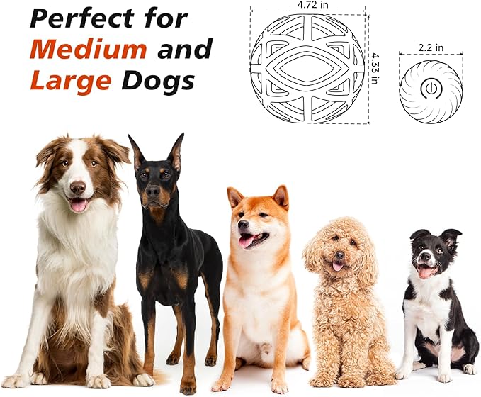 Interactive Dog Toy, Smart Jumping Bouncing Ball Inside Durable Rubber Shell, Automatic Moving Vibrating Ball for Medium/Large Dogs, Dog Enrichment Toy to Keep Them Busy (Blue &amp; Orange)