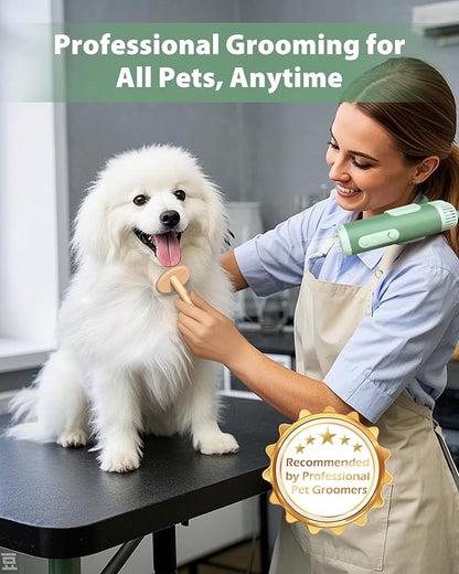 Hands-Free Dog Hair Dryer – Low Noise Pet Grooming Blower for Small &amp; Medium Dogs Cats, Fast Drying, Adjustable Heat &amp; Speed, Portable (Green)