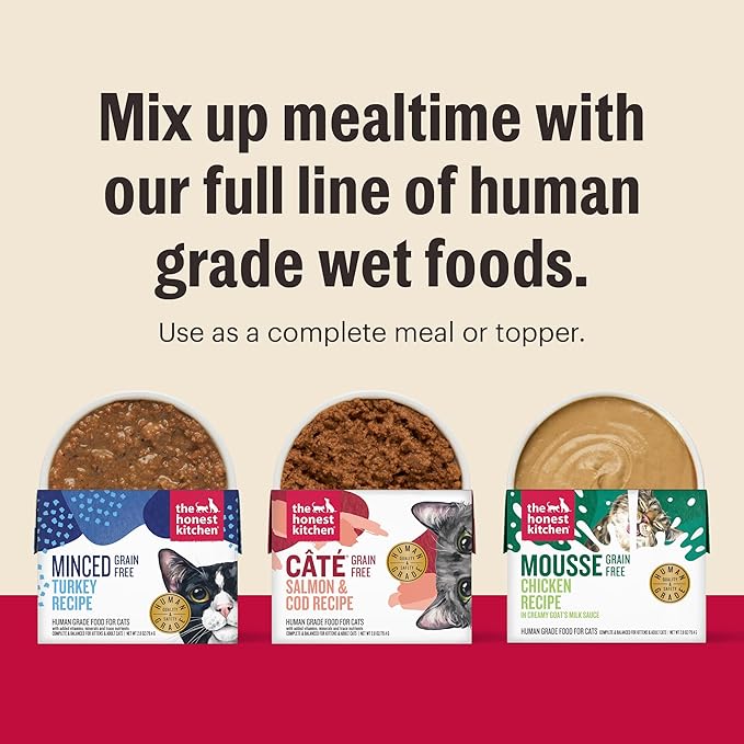 The Honest Kitchen Grain Free Minced Salmon &amp; Cod in Fish Broth Gravy Wet Cat Food, 2.8 oz x12