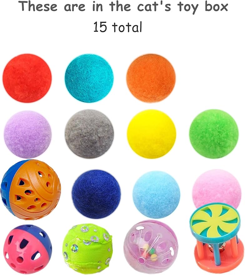 15-Pack Cat Toy Balls for Indoor Cats and Kittens (1.5&