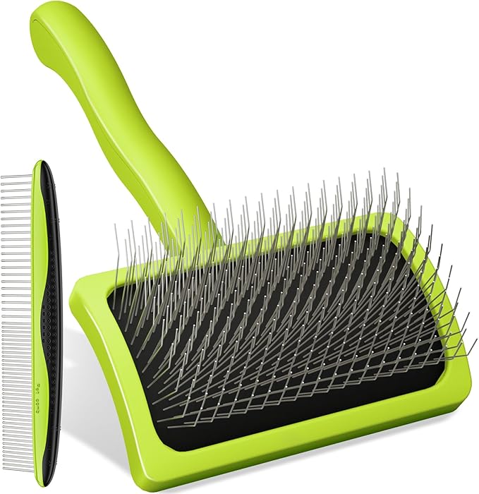 Pecute Slicker Brush for Dogs &amp; Pet Comb, Professional Grooming Dog Brush for Goldendoodles, Poodles, Labradoodles, with Extra Long Soft Pins to Effectively Remove Tangles, Knots and Mats, 2PCS