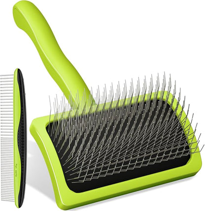 Pecute Slicker Brush for Dogs &amp; Pet Comb, Professional Grooming Dog Brush for Goldendoodles, Poodles, Labradoodles, with Extra Long Soft Pins to Effectively Remove Tangles, Knots and Mats, 2PCS