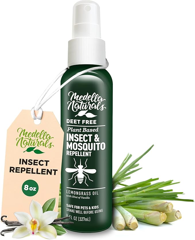 Deet-Free Insect &amp; Mosquito Repellent 8oz – Nice Smelling Insect Repellent with Lemongrass Oil Safe for Pets and Kids – Bug Spray Against Mosquitoes, Gnats, Black Flies, No-See-ums, and Other Insect