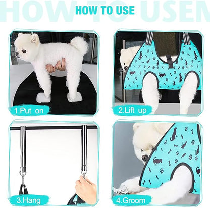 Dog&amp;Cat Grooming Hammock - Pet Harness for Grooming Nail Trimming (XS 15lb), Dog Sling for Nail Clipping, Dog Hanging Holder for Cutting Nail with Nail Clippers