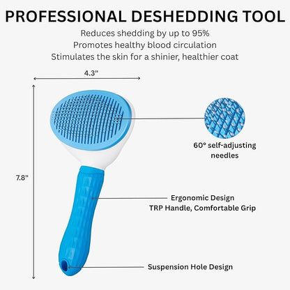 AIXINPET Cat &amp; Dog Self Cleaning Slicker Brush - Easy to Remove Loose Fur, Harmless Deshedding Grooming Tool, Massaging Function - Suitable for Shedding &amp; Furry Pets, like Rabbits and Ferrets