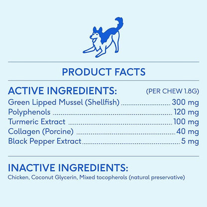 Native Pet Pain Relief for Dogs - Collagen for Dogs Promotes Joint Health, Reduce Inflammation &amp; Stiffness - Senior Pup Joint Supplement - Natural Pain Reliever for Active &amp; Aging Pets - 30 Chews