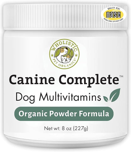 Wholistic Pet Organics Canine Complete - Dog Multivitamin Powder - 8 Oz - Daily Dog Vitamins and Supplements for Homemade Food - Immune System, Skin, Coat &amp; Overall Health - Small and Large Breed