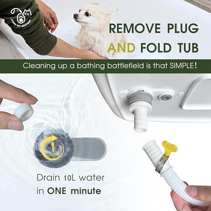 CYGNE 2-in-1 Dog Bathtub &amp; Washing Station, Elevated Collapsible Bathtub with Drainhole &amp; Storage Rack, Foldable Portable Indoor/Outdoor Pet Bathing &amp; Grooming for Small Dogs Cats