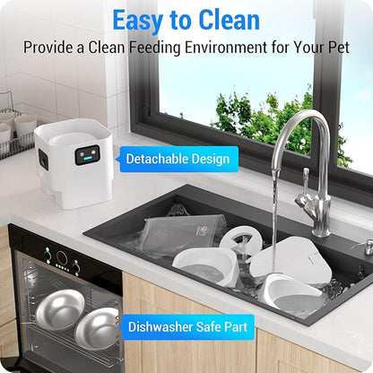 Automatic Cat Feeder with Two HD Camera for 2 Cats: 5G WiFi Automatic Dog Feeder with Night Vision &amp; Slow Feed, 7L Auto Cat Food Dispenser for Multiple Pet, Detachable for Cleaning - 29 Cup