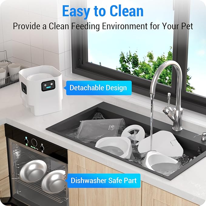 Automatic Cat Feeder with 2 Camera for 2 Cats: 5G WiFi Automatic Dog Feeder with Night Vision &amp; Slow Feed, 7L Auto Cat Food Dispenser for Multiple Pet, Detachable for Easy Cleaning - 29 Cup