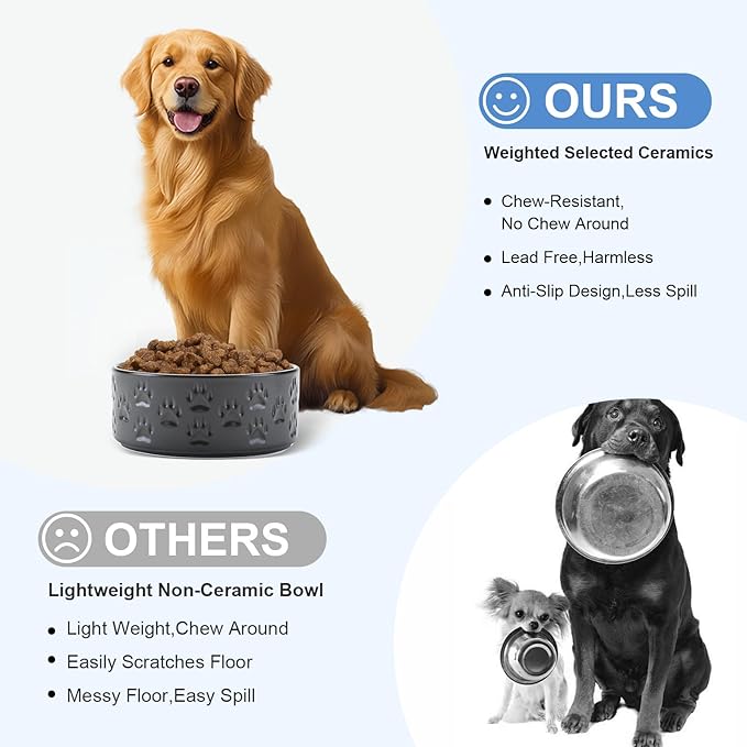 SPUNKYJUNKY Ceramic Dog Bowls 2 Pack, 8.3&