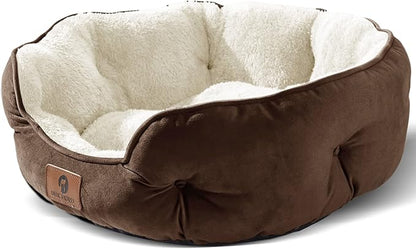 Asvin Small Dog Bed for Small Dogs, Cat Beds for Indoor Cats, Pet Bed for Puppy and Kitty, Extra Soft &amp; Machine Washable with Anti-Slip &amp; Water-Resistant Oxford Bottom, Brown, 20 inches