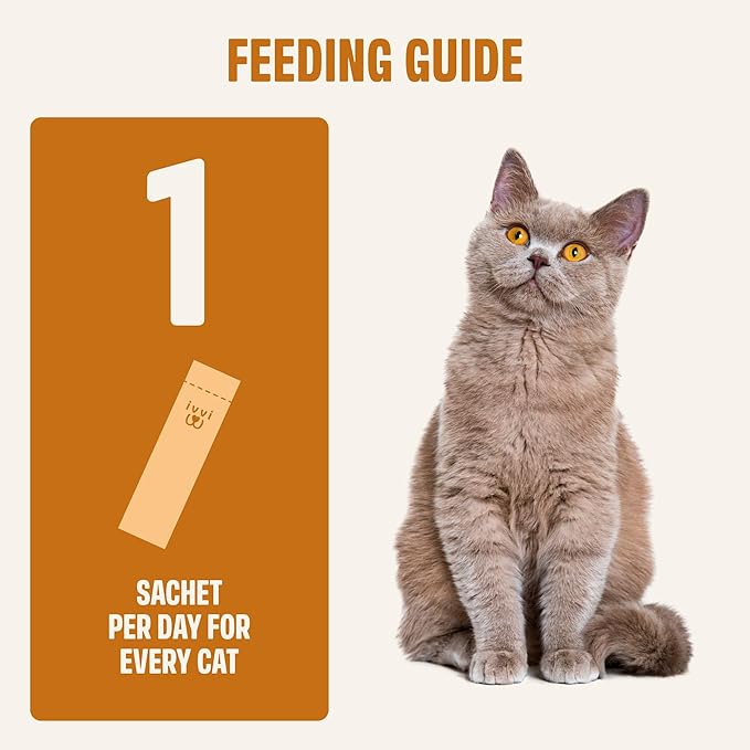 ivvi Skin &amp; Coat for Cats – Functional Creamy Snack with Salmon Oil, Algae Oil, Zinc, Collagen &amp; Biotin – Supports Skin and Fur Health – 30 x 0.53 oz Sachets – with Real Tuna