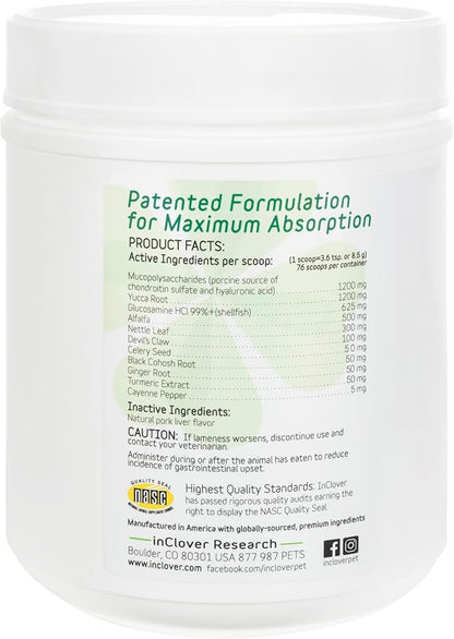 InClover Connectin Natural Hip &amp; Joint Supplement for Dogs with Glucosamine, Chondroitin &amp; Hyaluronic Acid - Powder for Dog Mobility, Comfort &amp; Active Lifestyle Support, 23oz