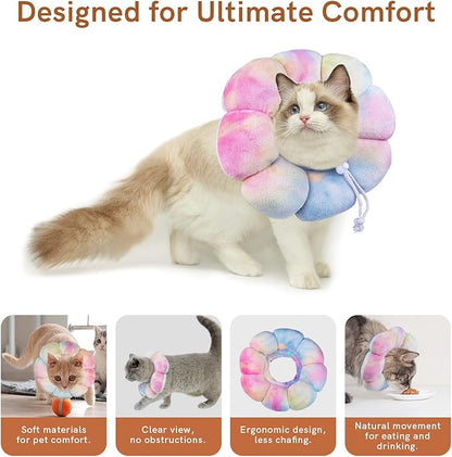 Cat Cone Collar Soft, Adjustable Cat Recovery Collar, Soft Cone for Cats Protective Cat Neck Cone After Surgery
