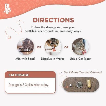 Mange Treatment for Cats, Natural Ear Mite Treatment &amp; Cat Itchy Skin Relief, Helps with Welts, Scabs, Feline Dandruff, Shedding, Excessive Grooming and General Fur and Coat Care, 400 Odorless Pills