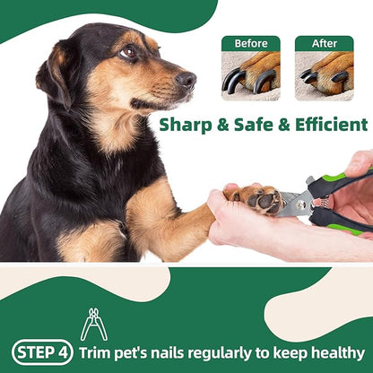 Pet Grooming Kit - 7 PCS Green Deshedding Brush Set with Undercoat Rake, Slicker Brush, Bath Brush &amp; Nail Clipper for Short &amp; Long-Haired Dogs and Cats