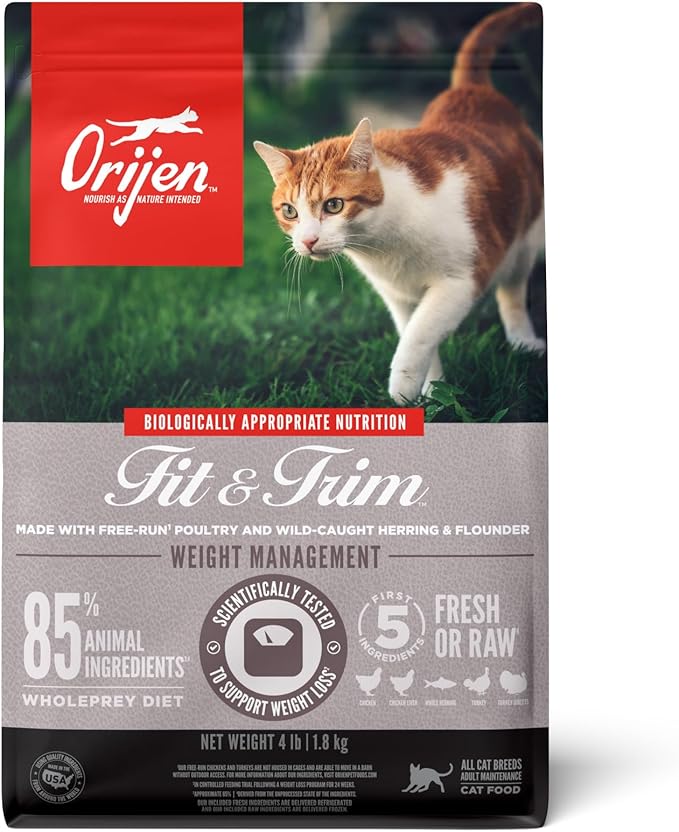 ORIJEN Fit &amp; Trim Grain Free High Protein Premium Dry Cat Food 4lb Bag