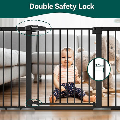 BABELIO 36" Tall Baby Gate, 29-55" Auto Close Pressure Mounted Dog Gate for Doorways &amp; Hallway, Pressguard Basics Easy Walk Thru Pet Gate, Extra Wide Metal Child Gate, Black