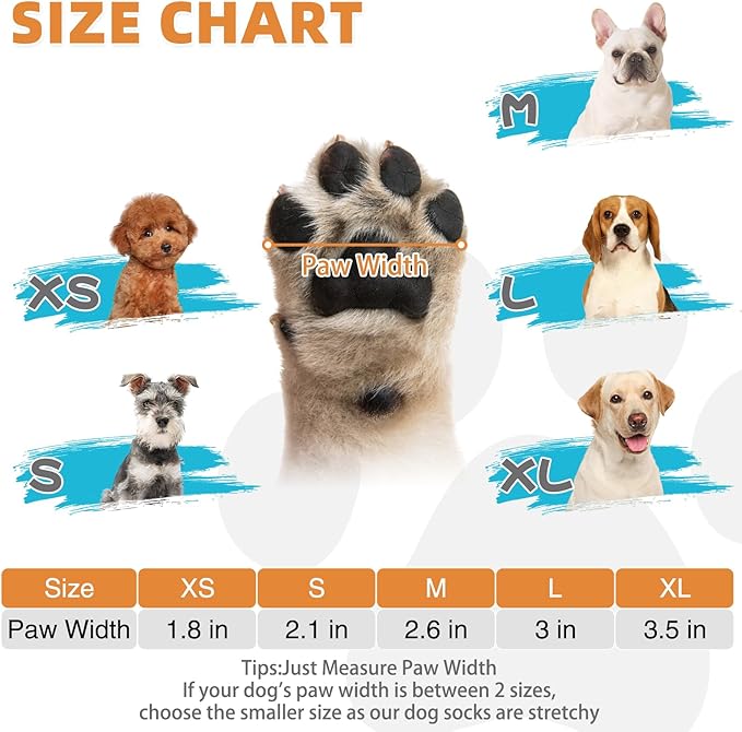 KOOLTAIL Dog Socks for Hot Pavement, Summer Breathable Dog Socks to Prevent Licking Paws, Non Slip Pet Boots&amp;Paw Protectors for Hardwood Floor,Grippy Shoes for Small Medium Large Senior Dogs,Orange XL