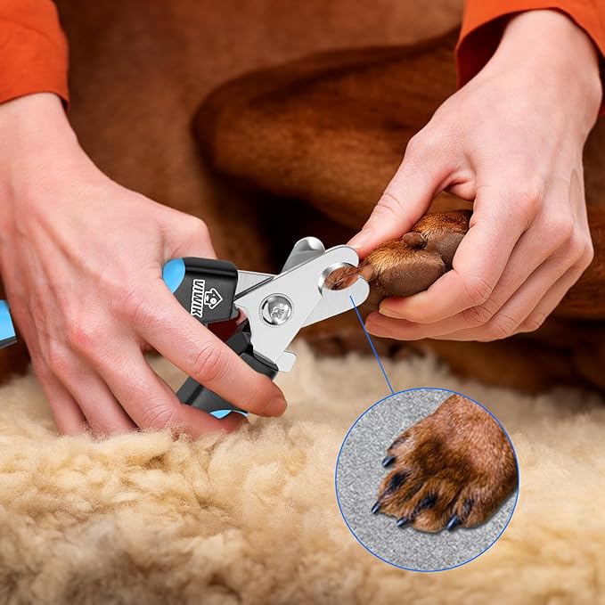 VIWIK Dog Nail Trimmers for Large Medium Dogs, Cats, Professional Dog Nail Clippers with File Quick Sensor &amp; Safety Guard to Avoid Overcutting, Pet Claw Paw Clipper for Grooming with Toenail File Blue