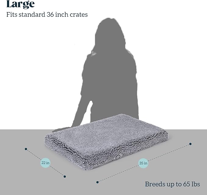 Stoutwool 4" Indestructible Dog Bed - Orthopedic Chew Proof Dog Crate Pad - Fluffy Kennel Mat for Aggressive Chewers - Ideal for Large Breeds &amp; Fits 36-Inch Crate - 35"x22", Charcoal