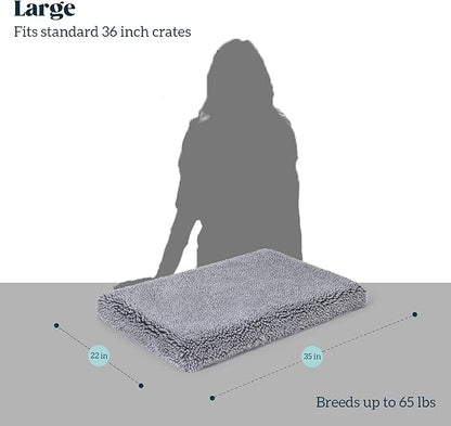 Stoutwool 4" Indestructible Dog Bed - Orthopedic Chew Proof Dog Crate Pad - Fluffy Kennel Mat for Aggressive Chewers - Ideal for Large Breeds &amp; Fits 36-Inch Crate - 35"x22", Charcoal