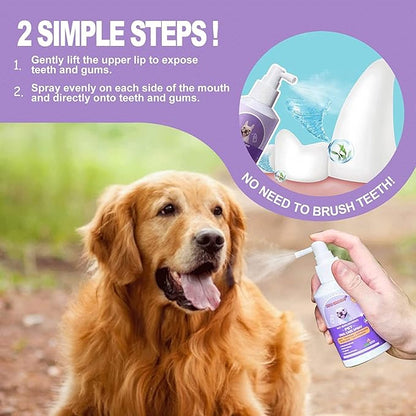 Pet Clean Teeth Spray, Teeth Cleaning Spray for Dogs &amp; Cats, Targets Tartar &amp; Plaque, Eliminate Bad Breath, Without Brushing
