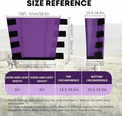 Premium 4-Pack Horse Fly Boots &amp; Leggings Loose-Fit Fine Mesh with Stay-On Fasteners, Support Strips &amp; Anti-Stomp Design Breathable Non-Slip Protection Leg Wrap (Large) Lavender Purple