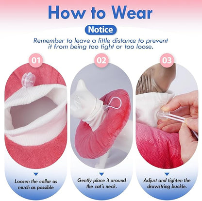 Cat Cones to Stop Licking, Adjustable Neck Soft Elizabethan Collar After Surgery, Comfortable &amp; Lightweight Cute Kitten Donut Collar for Head/Foot Wounds Recovery, Pink Small