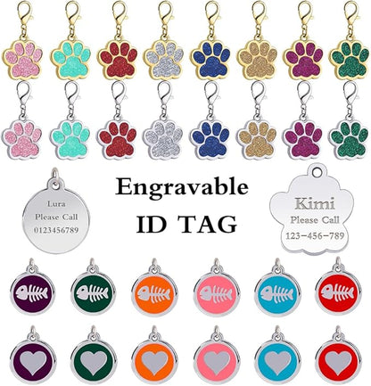 Personalized Breakaway Cat Collars Glow-in-The-Dark with ID Tag, Bell - Safety Quick - Release, Customizable for Female Male Kittens &amp; Cats (Blue)