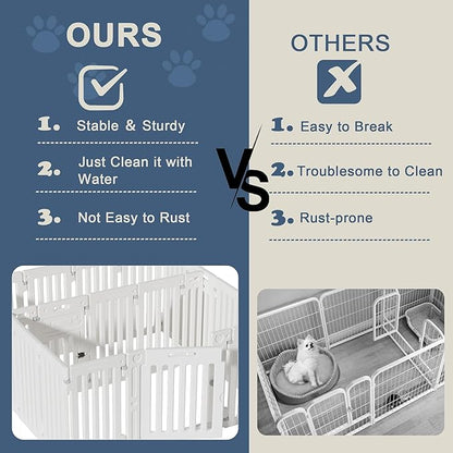 2 Room Dog Playpen with Door,DIY Shape Combination Puppy Pen,16-Panel+2 Link Piece+Large Door+Small Door,25.5" H Dog Fence,Non-Slip&amp;Secure Pet Gate,Easy to Assemble