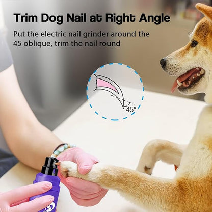 Casfuy Dog Nail Grinder Upgraded - Professional 2-Speed Electric Rechargeable Pet Nail Trimmer Painless Paws Grooming &amp; Smoothing for Small Medium Large Dogs &amp; Cats (Purple)