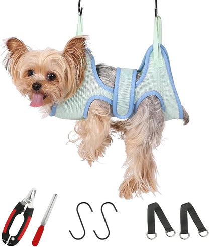 Guzekier Pet Dog Grooming Hammock Harness for Cats &amp; Dogs, Dog Sling for Grooming, Dog Hammock Restraint Bag with Nail Clippers/Trimmer, Nail File, Pet Comb,Ear/Eye Care