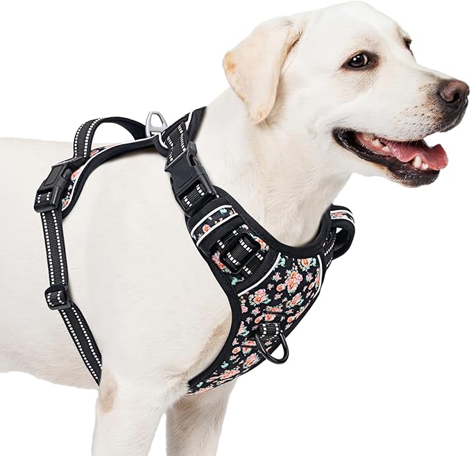 Timos No Pull Dog Harness,NO Need Go Over Dogs Head 3 Snap Buckles Reflective Oxford No Choke Harness with Front&amp;Back 2 Metal Leash Clips Soft Padded for Small Medium Large Dogs,X-Large (Pack of 1)
