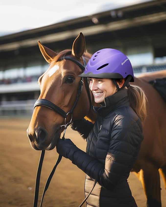 OutdoorMaster Equestrian Helmet, Horse Riding Helmet with Sun Visor and Excellent Ventilation, Adjustable Safe Helmet for Men, Women &amp; Youth