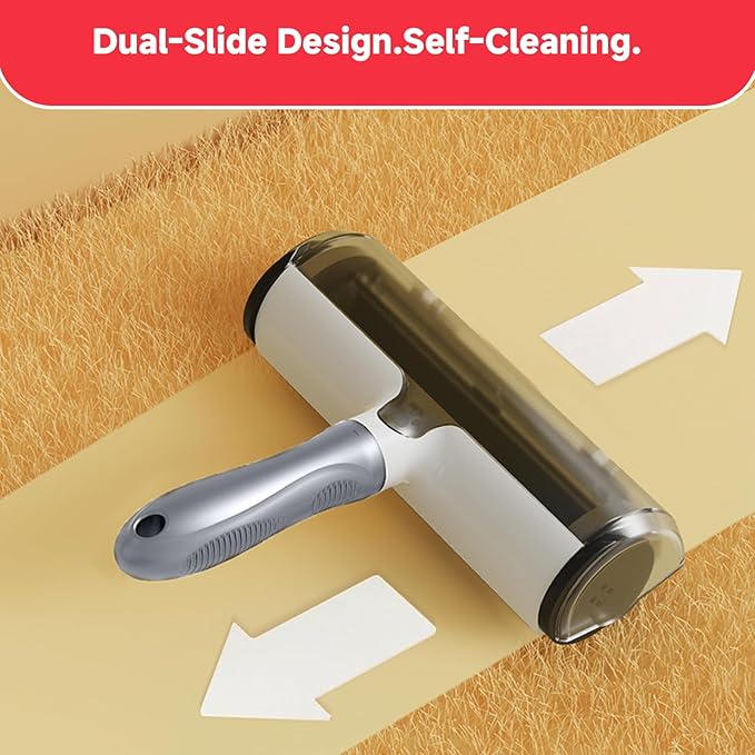 Pet Hair Remover &amp; Pet Grooming Gloves Set - Deshedding Brush for Cats/Dogs, Reusable Lint Roller Brush for Cats,Dogs - Furniture, Car, Couch, Clothes and Bedding
