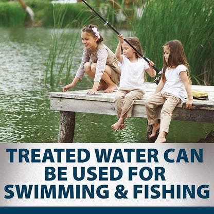 Airmax Pond Dye Plus, Twilight Blue Colorant &amp; Natural Beneficial Bacteria, Large Pond &amp; Lake Water Clarifier &amp; Color Treatment, Shade Plants &amp; Algae from Sunlight, Fish &amp; Livestock Safe, 4 Gallons