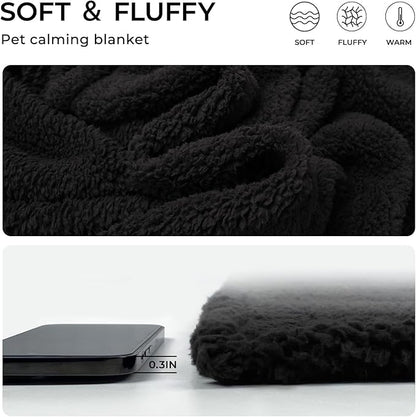 1 Pack 3 Calming Blankets Fluffy Premium Fleece Pet Blanket Soft Sherpa Throw for Dog Puppy Cat Black Medium (30“x20&