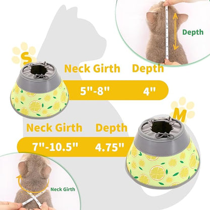 Cat Cone Collar Soft, Comfortable Cat Recovery Collar Pet Cone for Small Large Cats, Lightweight Elizabethan Collar for Cats Kittens After Surgery Prevent from Licking Wounds, Yellow, M