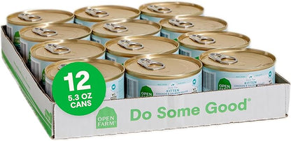 Open Farm Canned Kitten Food, Paté for Complete &amp; Balanced Nutrition, Grain-Free and Legume-Free Wet Kitten Food, Chicken &amp; Salmon Recipe, 5.3oz Cans (Case of 12)