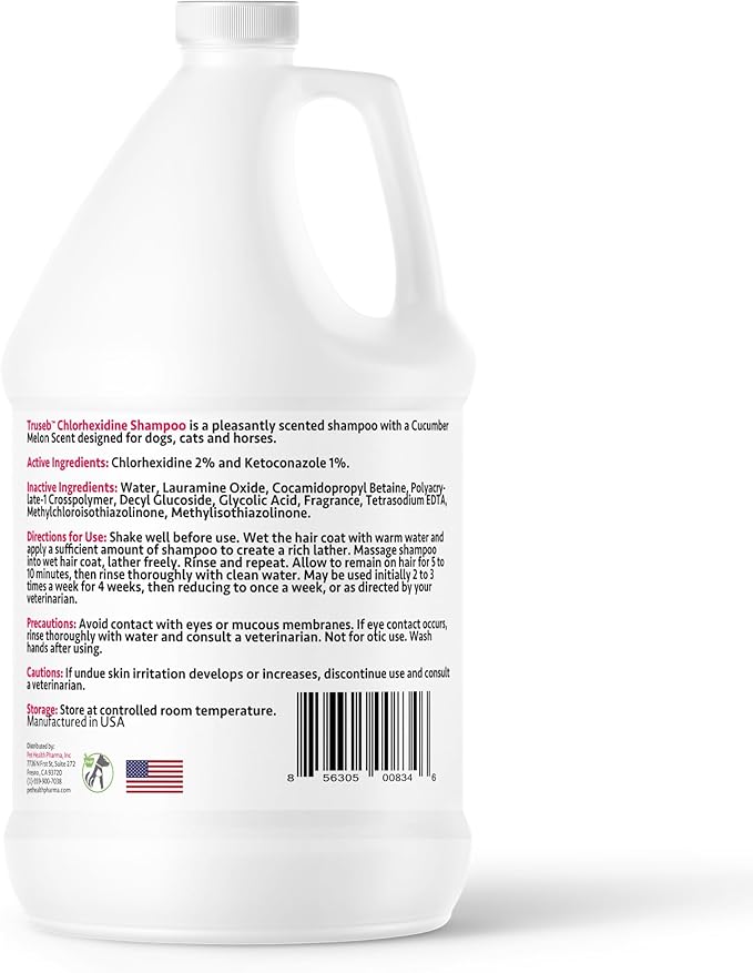 Truseb All Natural Topical Ketoconazole and Chlorhexidine Shampoo for Dogs, Cats &amp; Horses with Aloe Vera Shampoo and Conditioner(Ketoconazole &amp; Chlorhexidine Shampoo, 1 Gallon)