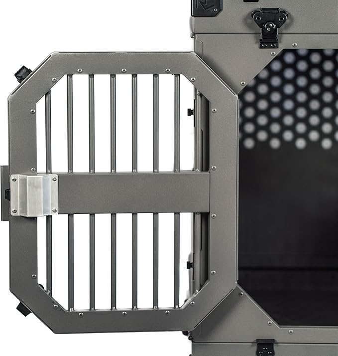 ROCK CREEK CRATES Collapsible Dog Crate: Meticulously Engineered, Durable Aluminum Construction, Non Slip Feet | 10 Year Warranty | Ideal for Indoor &amp; Vehicle Use (Gray, 30 Inch)