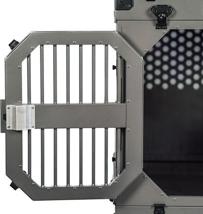 ROCK CREEK CRATES Collapsible Dog Crate: Meticulously Engineered, Durable Aluminum Construction, Non Slip Feet | 10 Year Warranty | Ideal for Indoor &amp; Vehicle Use (Gray, 30 Inch)