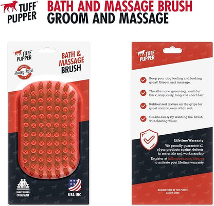 Tuff Pupper Dog Bath Brush, Silicone Pet Hair Remover Brush for Shampooing &amp; Massaging Dogs, Dog Washing Brush with Soft Rubber Bristles Gently Removes Loose &amp; Damaged Fur